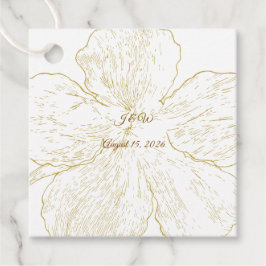 Etiquetas Para Recuerdos ​Gold Botanical Floral Wedding Square Favor Tag
