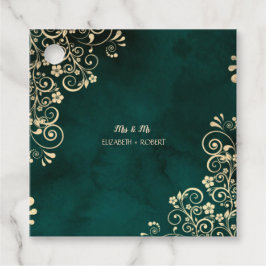 Etiquetas Para Recuerdos Gold Swirls Emerald Green Wedding 