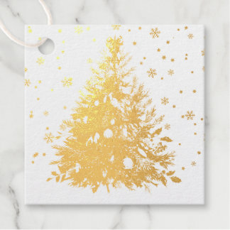 Etiquetas Para Recuerdos Golden Christmas Tree Foil Favor Tags