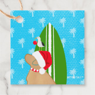 Etiquetas Para Recuerdos Golden Surf Dog Christmas Flat Gift Card