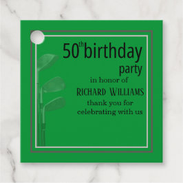 Etiquetas Para Recuerdos Golf Modern Corporate Green Black 50th Birthday