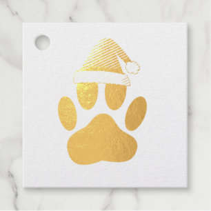 Etiquetas Para Recuerdos Gorra de Dog Pawprint Santas