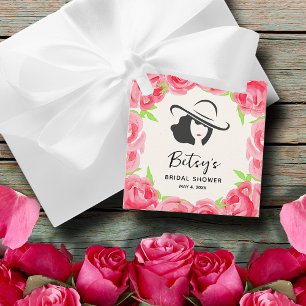 Etiquetas Para Recuerdos Gorra de Lady Rosas de acuarela Derby Bridal Showe
