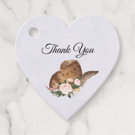 Etiquetas Para Recuerdos Gorra marrón de vaca con flores rosadas gracias