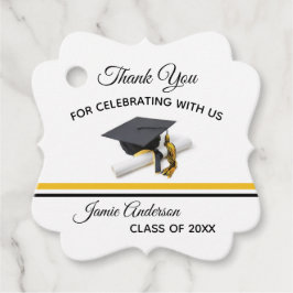 Etiquetas Para Recuerdos Gorra negra y amarilla | Graduación