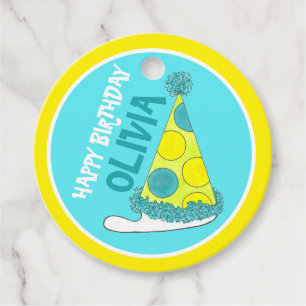 Etiquetas Para Recuerdos Gorras del Fiesta Polka Dot Feliz Cumpleaños