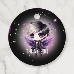 Etiquetas Para Recuerdos Gótico Baby Shower Purple Black Kawaii Chibi Anime