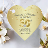 Adorno de aniversario de boda de oro número 50 de recuerdo