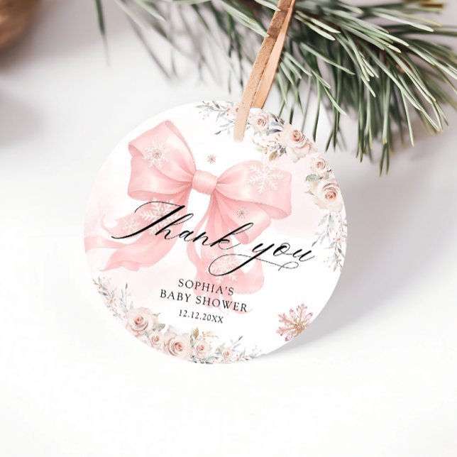 Etiquetas Para Recuerdos Gracias a Baby Shower, Chica de invierno de Bow Ro (Subido por el creador)
