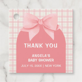 Etiquetas Para Recuerdos Gracias a Pink Gingham Plaid Arch Bow Baby Shower