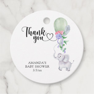 Etiquetas Para Recuerdos Gracias Balloon y Elephant