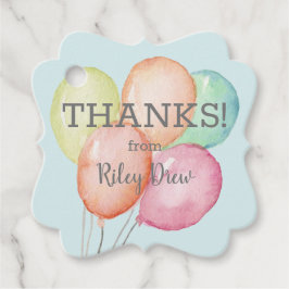 Etiquetas Para Recuerdos Gracias Balones de color de agua Azul
