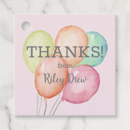 Etiquetas Para Recuerdos Gracias Balones de color de agua rosados