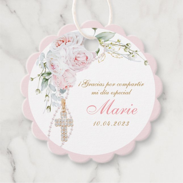 Etiquetas Para Recuerdos Gracias Bautizo Niña (Anverso)