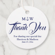 Gracias boda de ancla náutica azul marino