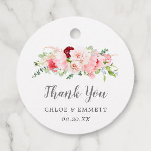 Etiquetas Para Recuerdos Gracias Boda floral de Peony Rosa de Rubor