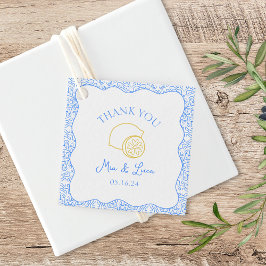 Etiquetas Para Recuerdos Gracias Boda personalizado de los mosaicos azules