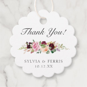 Etiquetas Para Recuerdos Gracias Bodas Florales Acuarela Moody Plum