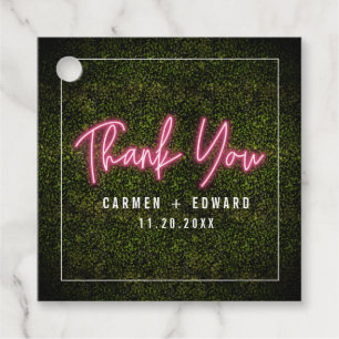 Etiquetas Para Recuerdos Gracias Boxwood Pink Neon Heart Boda