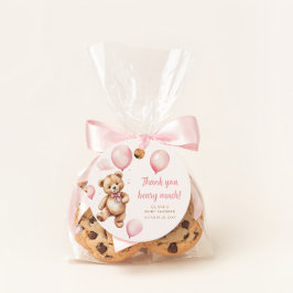 Etiquetas Para Recuerdos Gracias Chica De Globos Rosados Teddy Bear