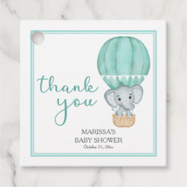 Etiquetas Para Recuerdos Gracias Elephant Verde Baby Shower Favor Tags