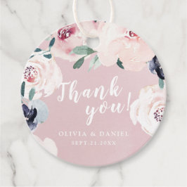 Etiquetas Para Recuerdos Gracias florales botánicas rosadas floreciendo