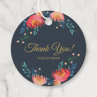 Etiquetas Para Recuerdos Gracias! Flores azules oscuras, elegantes y capric