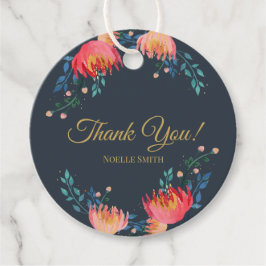 Etiquetas Para Recuerdos Gracias! Flores azules oscuras, elegantes y capric