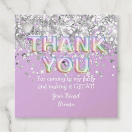 Etiquetas Para Recuerdos Gracias Globos Arcoiris Plateados