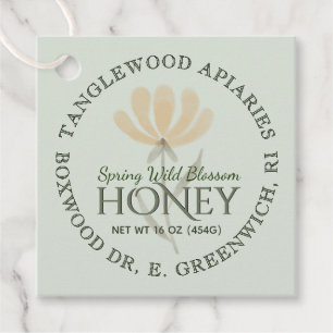 Etiquetas Para Recuerdos Gracias, Honey Jar Tags Flower y Bee Sage Green