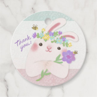 Etiquetas Para Recuerdos Gracias: Ilustracion conejo con flores