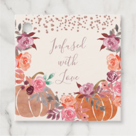 Etiquetas Para Recuerdos Gracias Infundido con Amor Otoño Floral Rosa Dorad