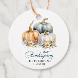 Etiquetas Para Recuerdos Gracias Naranja Azul de Acción de Gracias Calabaza