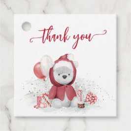 Etiquetas Para Recuerdos Gracias Oso Polar Santa Navidad Baby Shower 