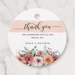 Etiquetas Para Recuerdos Gracias, Peach, Rubor, Mint Floral, Boda