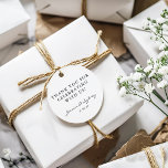 Etiquetas Para Recuerdos Gracias Personalizado de guiones minimalista en bl<br><div class="desc">Minimalista moderno Boda de escritura en blanco y negro Personalizado Gracias por Favorecer etiquetas</div>
