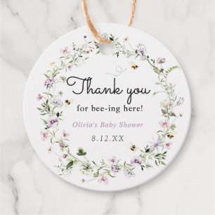 Etiquetas Para Recuerdos Gracias por Bee-ing Here Wildflower Favor Tag