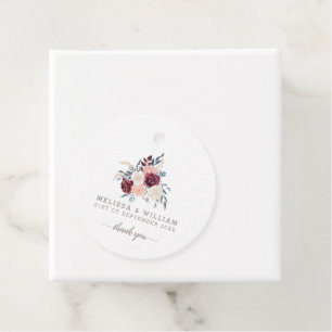 Etiquetas Para Recuerdos Gracias por Bodas Florales de Burdeos Moderno Marf