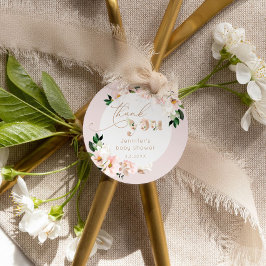 Etiquetas Para Recuerdos Gracias por el baby shower rosa floral de niña