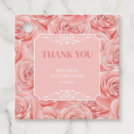 Etiquetas Para Recuerdos Gracias por el Día de Aniversario Floral de Rosa