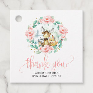 Etiquetas Para Recuerdos Gracias por la ducha de bebé de flora verde de bos