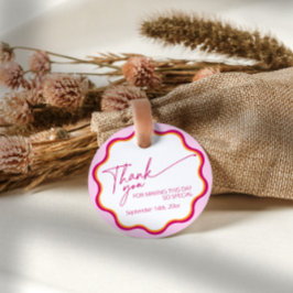 Etiquetas Para Recuerdos Gracias por la ducha de novia rosa y Naranja Wavy