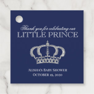 Etiquetas Para Recuerdos Gracias por la ducha de plata azul Prince Royal
