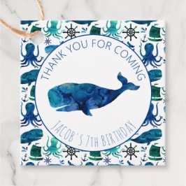 Etiquetas Para Recuerdos Gracias por la fiesta de cumpleaños Marine Whale N