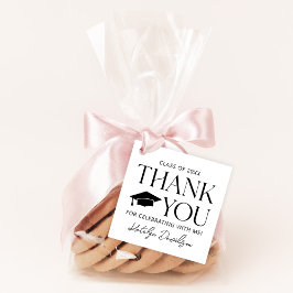 Etiquetas Para Recuerdos Gracias por la graduación moderna de Black Serif