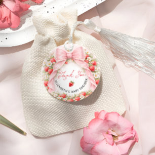 Etiquetas Para Recuerdos Gracias por Strawberry Bow Coquette Baby Shower