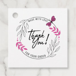 Etiquetas Para Recuerdos Gracias por tu pedido con mariposa rosa