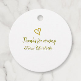 Etiquetas Para Recuerdos gracias por venir mensaje de texto corazón dorado 