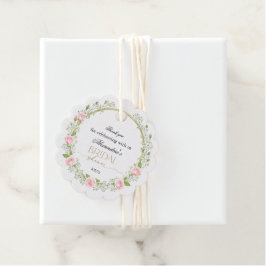 Etiquetas Para Recuerdos Gracias Rosas Rosadas y Respiración de Bebé