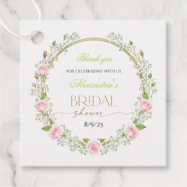 Etiquetas Para Recuerdos Gracias Rosas Rosadas y Respiración de Bebé